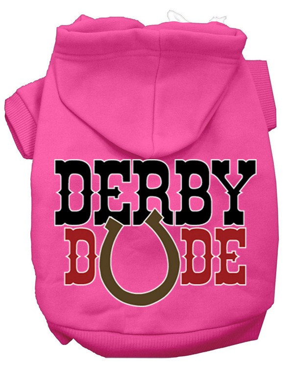 Derby Dude Screen Print Dog Hoodie Bright Pink L